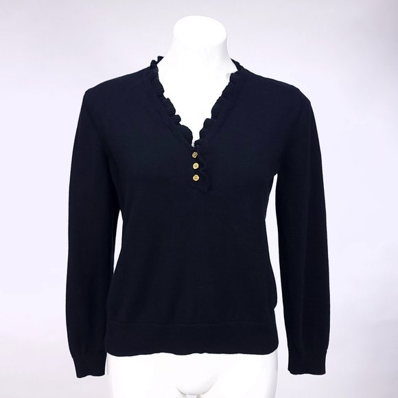 Lauren Ralph Lauren Sweaters - Lauren Ralph Lauren Long Sleeve Ruffled V-Neck Sweater